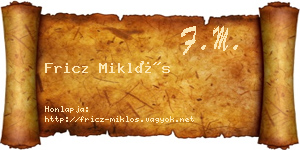 Fricz Miklós névjegykártya